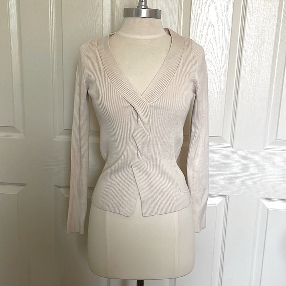 Express Ribbed Cream Long Sleeve Top Size Small